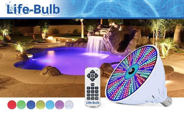 Life-Bulb lighting for Swimming Pool. Image source: No more green.